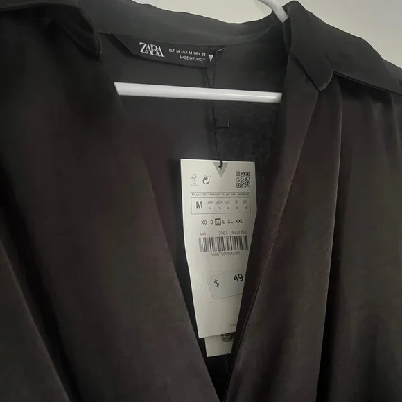 ZARA Black Elegant Satin Midi Dress - Picture 2 of 5